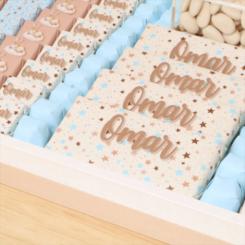 Baby personalized teddy air balloon theme designed premium chocolate large leather tray