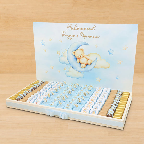 Baby boy teddy designed premium chocolate large leather tray