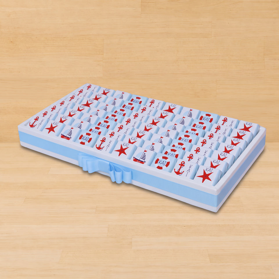 Baby boy nautical designed premium chocolate medium leather tray