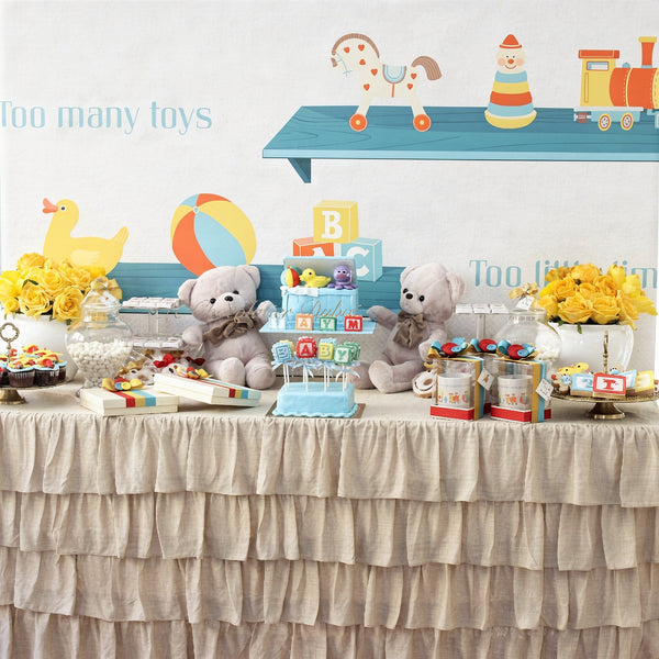 Baby boy toy store theme dessert table