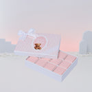 Welcome baby girl teddy designed 12-piece chocolate hard box
