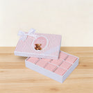 Welcome baby girl teddy designed 12-piece chocolate hard box