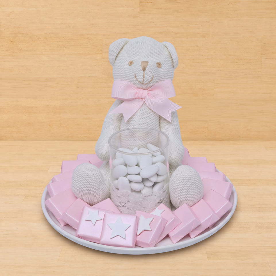 Baby girl acrylic star decorated chocolate & almond dragees plate