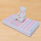Baby girl glittery decorated chocolate & teddy plush toy medium leather tray