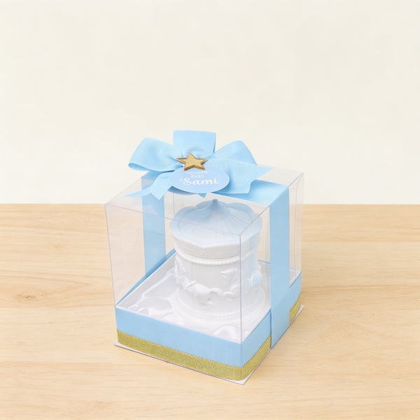 Set of 20 boxes baby boy carousel scented candle giveaway