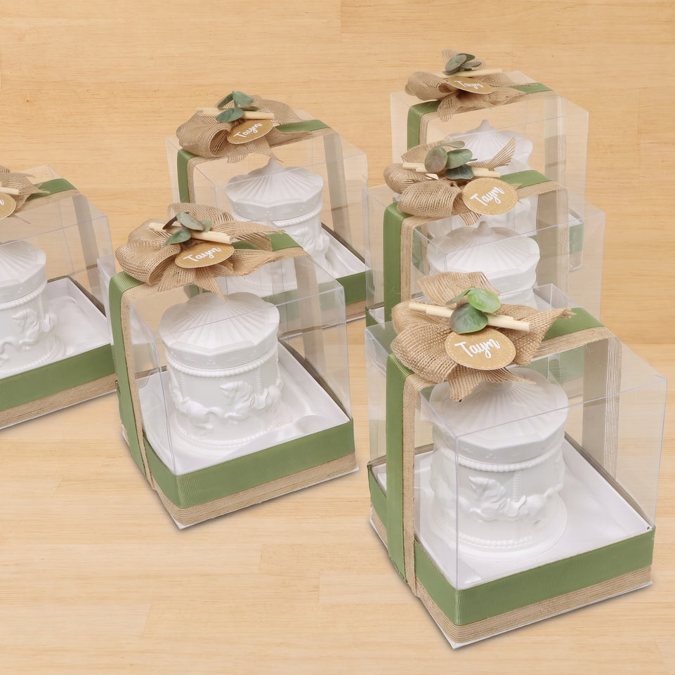 Set of 20 pieces baby boy rustic theme designed carousel scented candle giveaway
