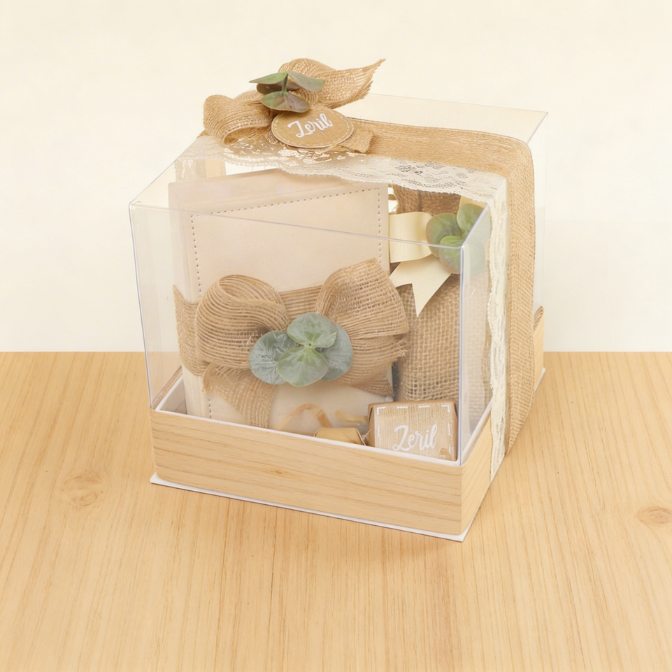 Set of 20 Baby boy rustic theme velvet quran & chocolate bag giveaway