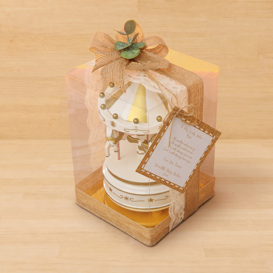 Set of 20 Rustic Design decorated Carousel music box giveaway