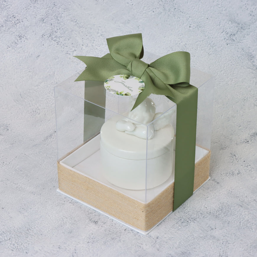 Baby boy angel box giveaway in clear box