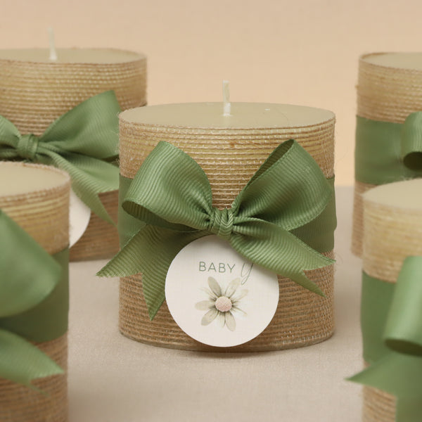 Set of 20 Baby Rustic decorated candle