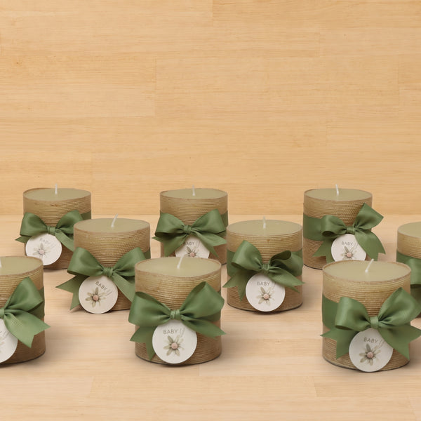 Set of 20 Baby Rustic decorated candle