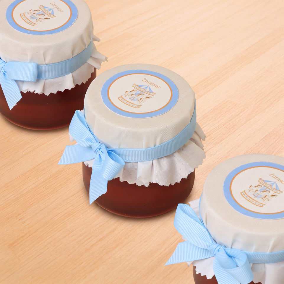 Set of 20 Baby boy personalized carousel designed premium honey jar