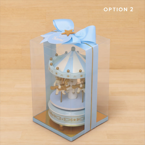 Set of 20 Baby boy personalized carousel designed music carousel box