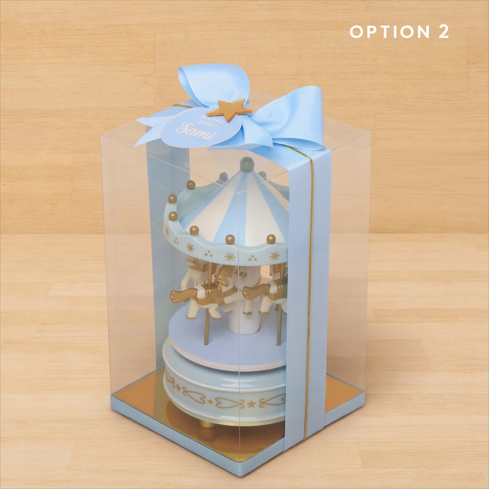 Set of 20 Baby boy personalized carousel designed music carousel box