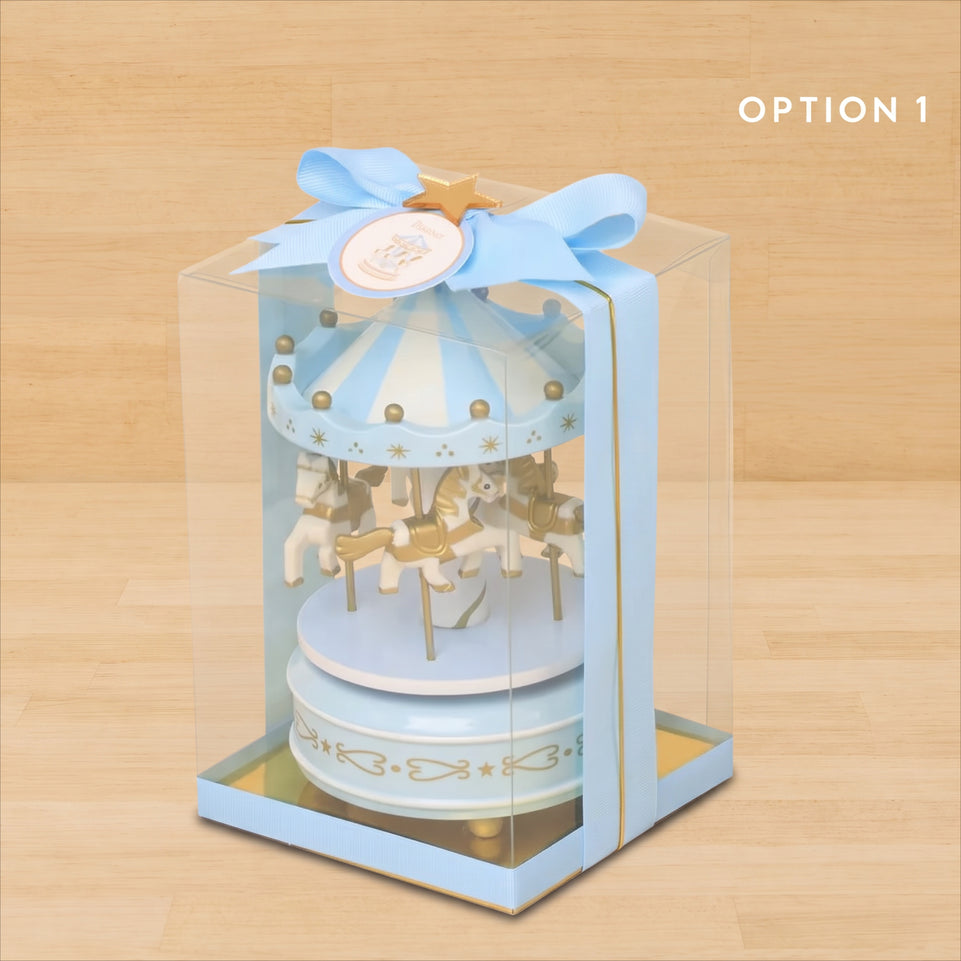 Set of 20 Baby boy personalized carousel designed music carousel box
