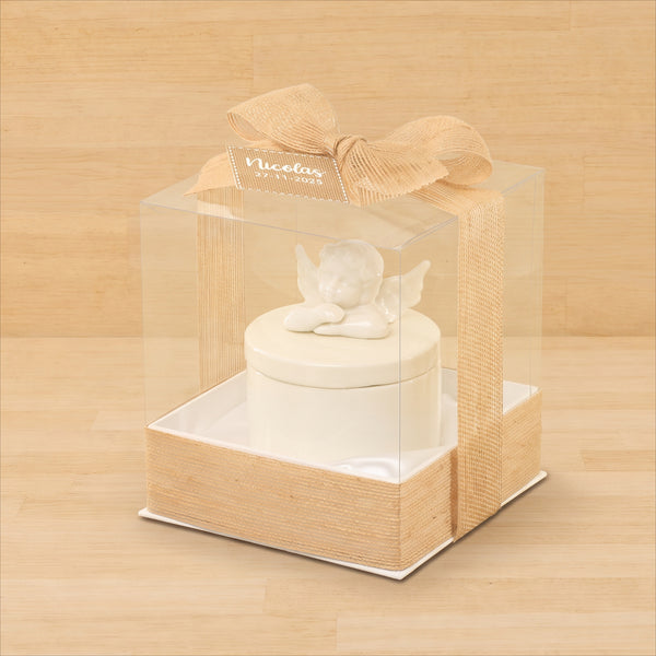 Set of 20 Baby rustic designed ceramic angel box giveaway