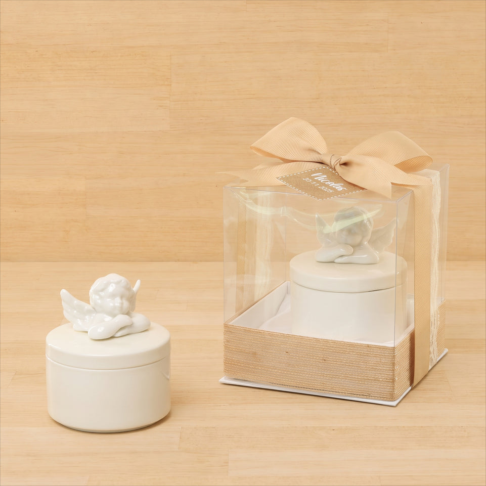 Set of 20 Baby rustic designed ceramic angel box giveaway