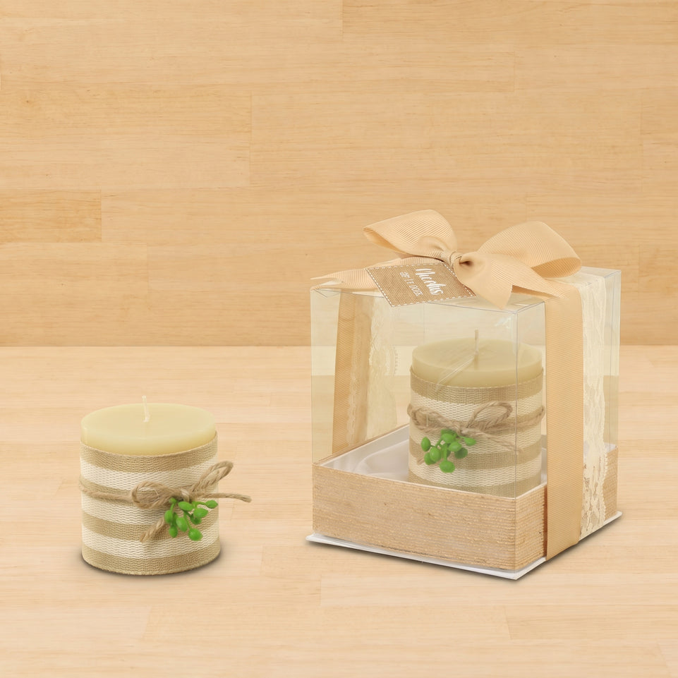 Set of 20 Baby personalized rustic decorated candle box giveaway
