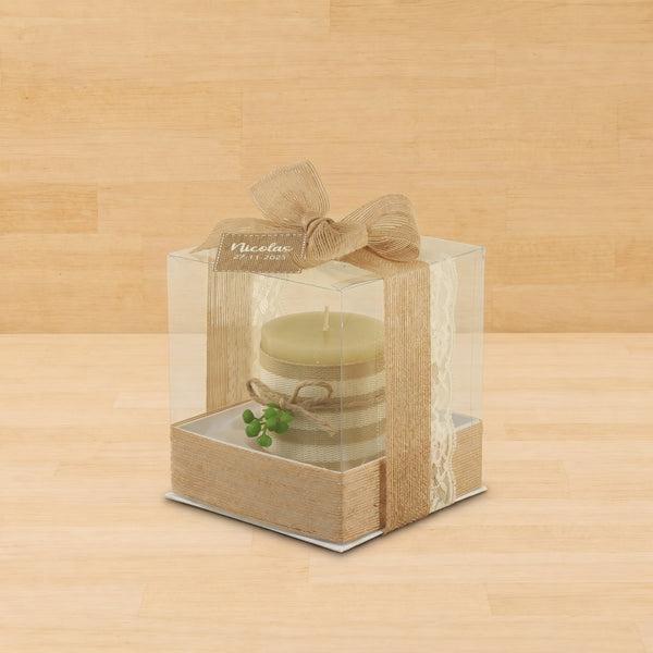 Set of 20 Baby personalized rustic decorated candle box giveaway