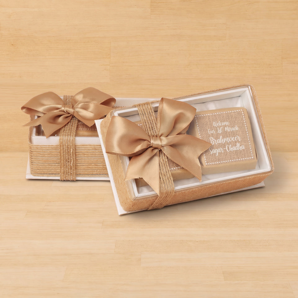 Set of 20 Baby personalized rustic designed premium chocolate box giveaways