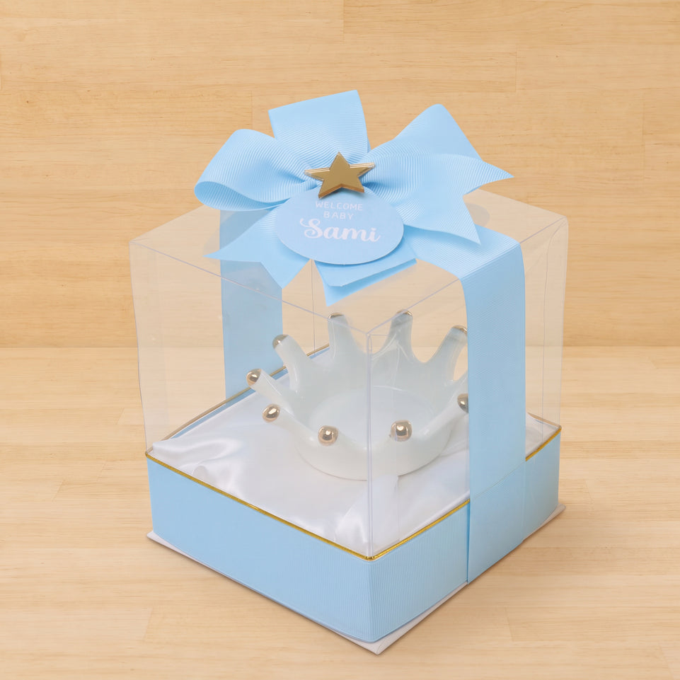 Set of 20 pcs baby boy crown white plate giveaways