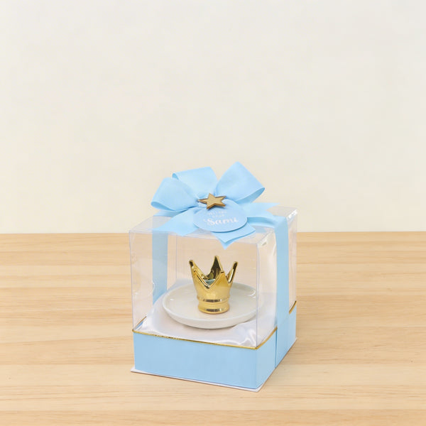 Set of 20 pcs baby boy crown white ceramic plate giveaway