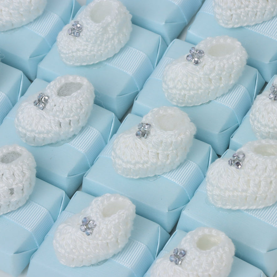 Set of 20 Baby boy crochet shoe decorated chocolate