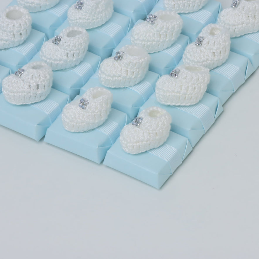 Set of 20 Baby boy crochet shoe decorated chocolate