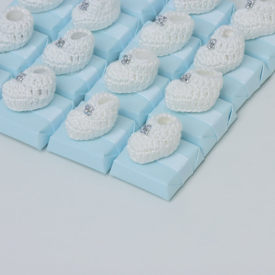 Set of 20 Baby boy crochet shoe decorated chocolate