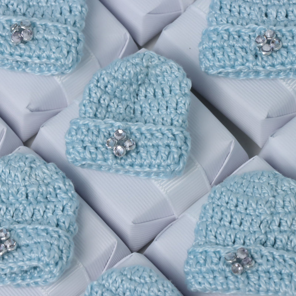 Baby boy hat crochet decorated chocolate