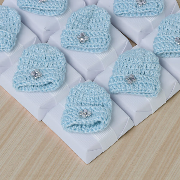 Set of 20 Baby boy hat crochet decorated premium chocolate