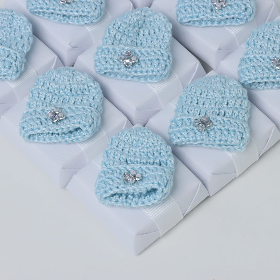 Baby boy hat crochet decorated chocolate