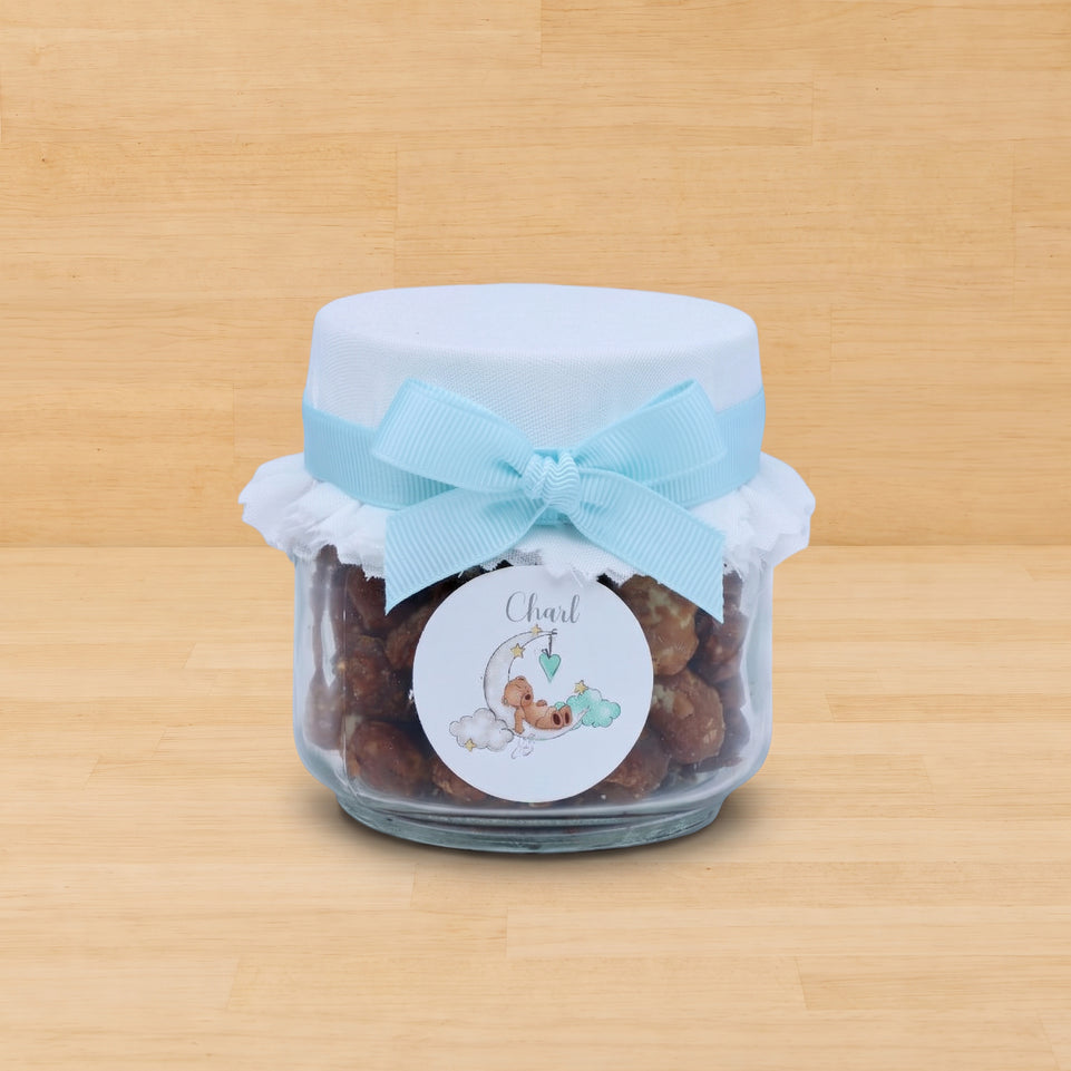 Set of 20 Baby boy personalized caramelized nuts jar