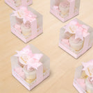Set of 20 Baby girl Flower ceramic box with premium chocolate clear box giveaway
