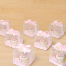 Set of 20 Baby girl Flower ceramic box with premium chocolate clear box giveaway