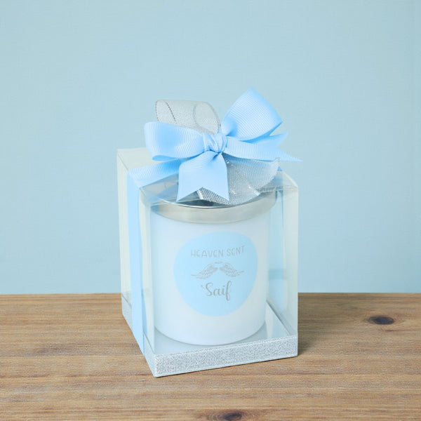 Set of 20 pcs baby boy angel designed candle glass jar