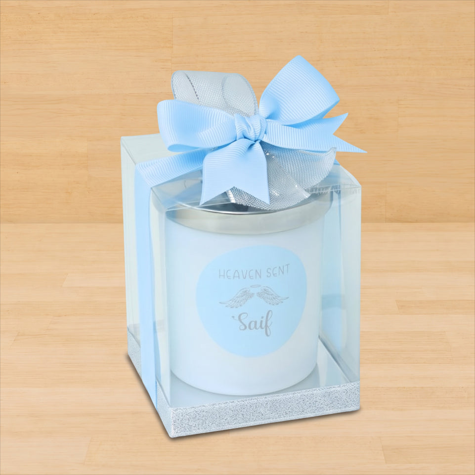 Set of 20 pcs baby boy angel designed candle glass jar