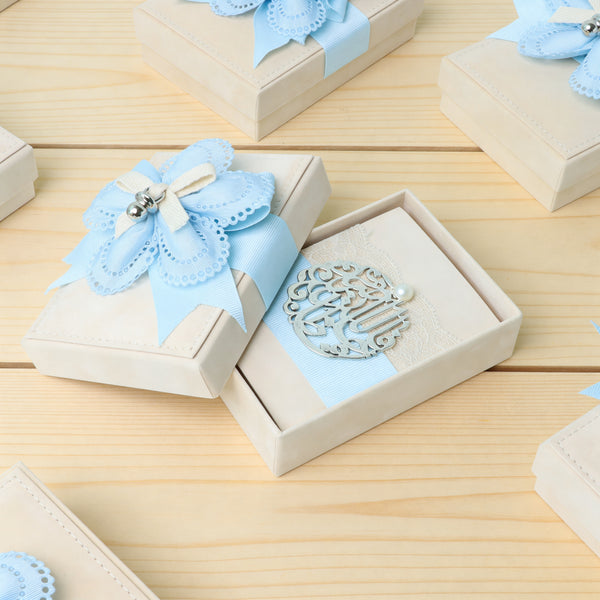 Set of 20 Baby boy quran decorated velvet box giveaway