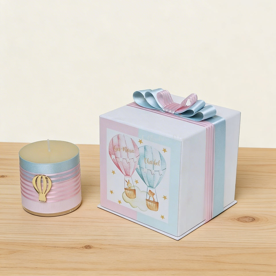 Set of 20 Baby twin air balloon theme candle hard box