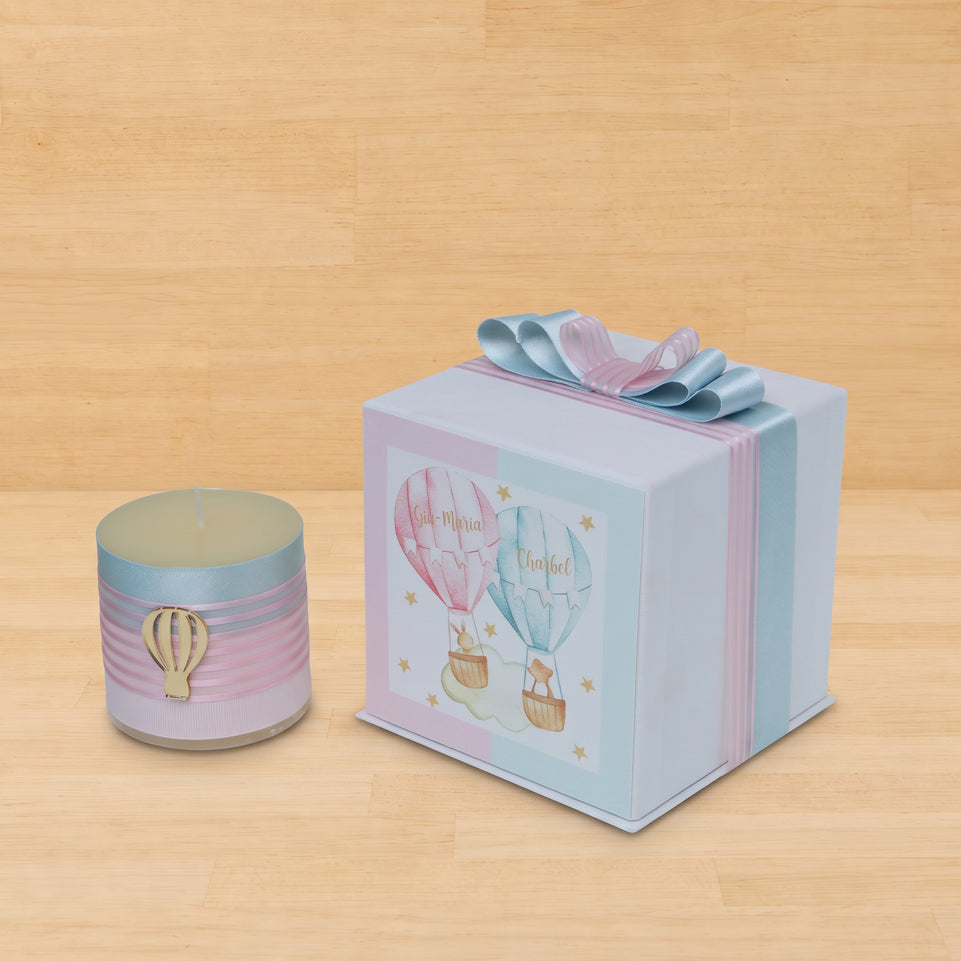 Set of 20 Baby twin air balloon theme candle hard box