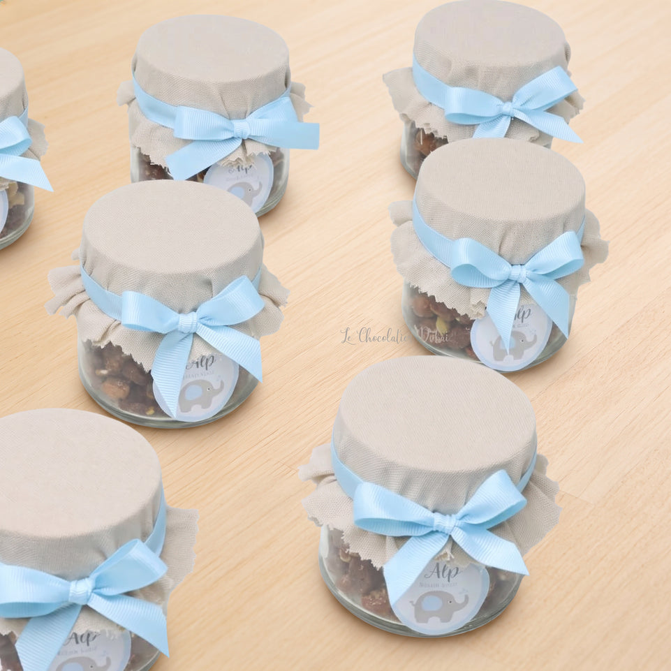 Set of 20 jars elephant theme personalized caramelized nuts jar