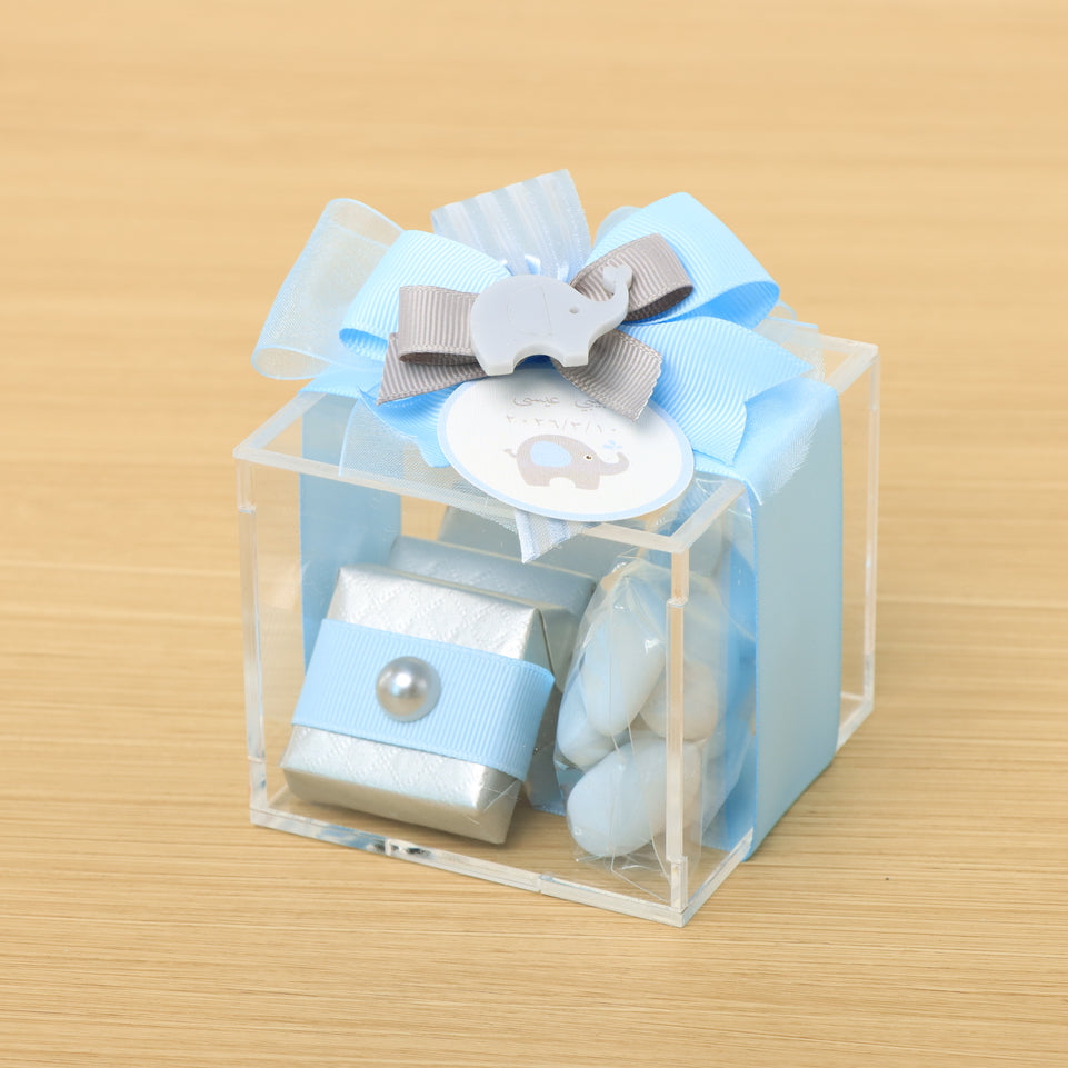 Set of 20 Baby acrylic elephant decorated chocolate acrylic box
