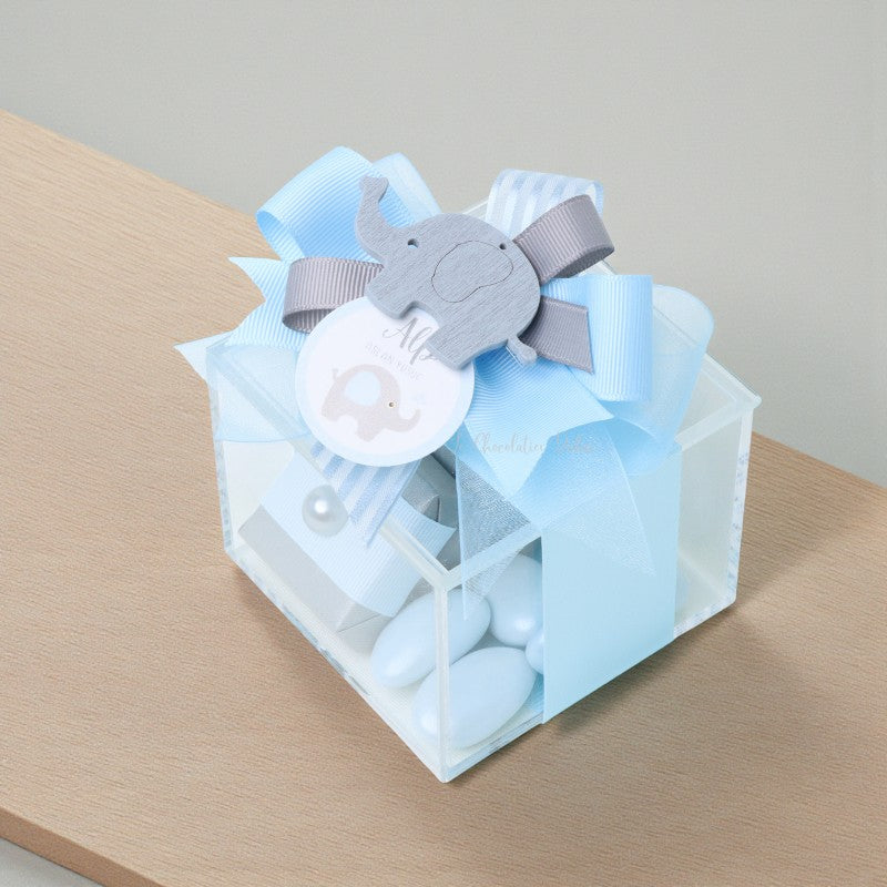 Set of 20 Baby acrylic elephant decorated chocolate acrylic box