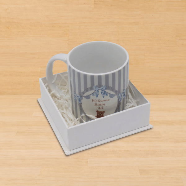 Set of 20 Baby boy teddy bear theme personalized mug hard box