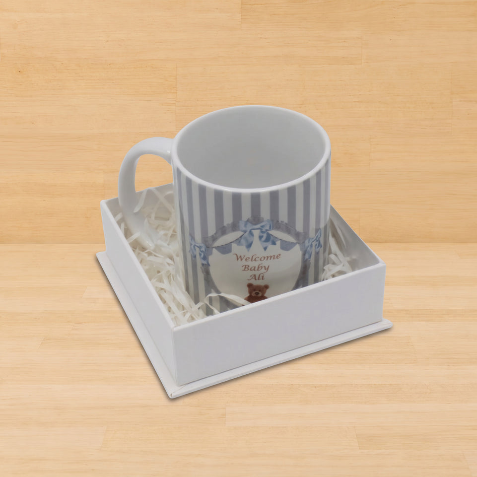 Set of 20 Baby boy teddy bear theme personalized mug hard box