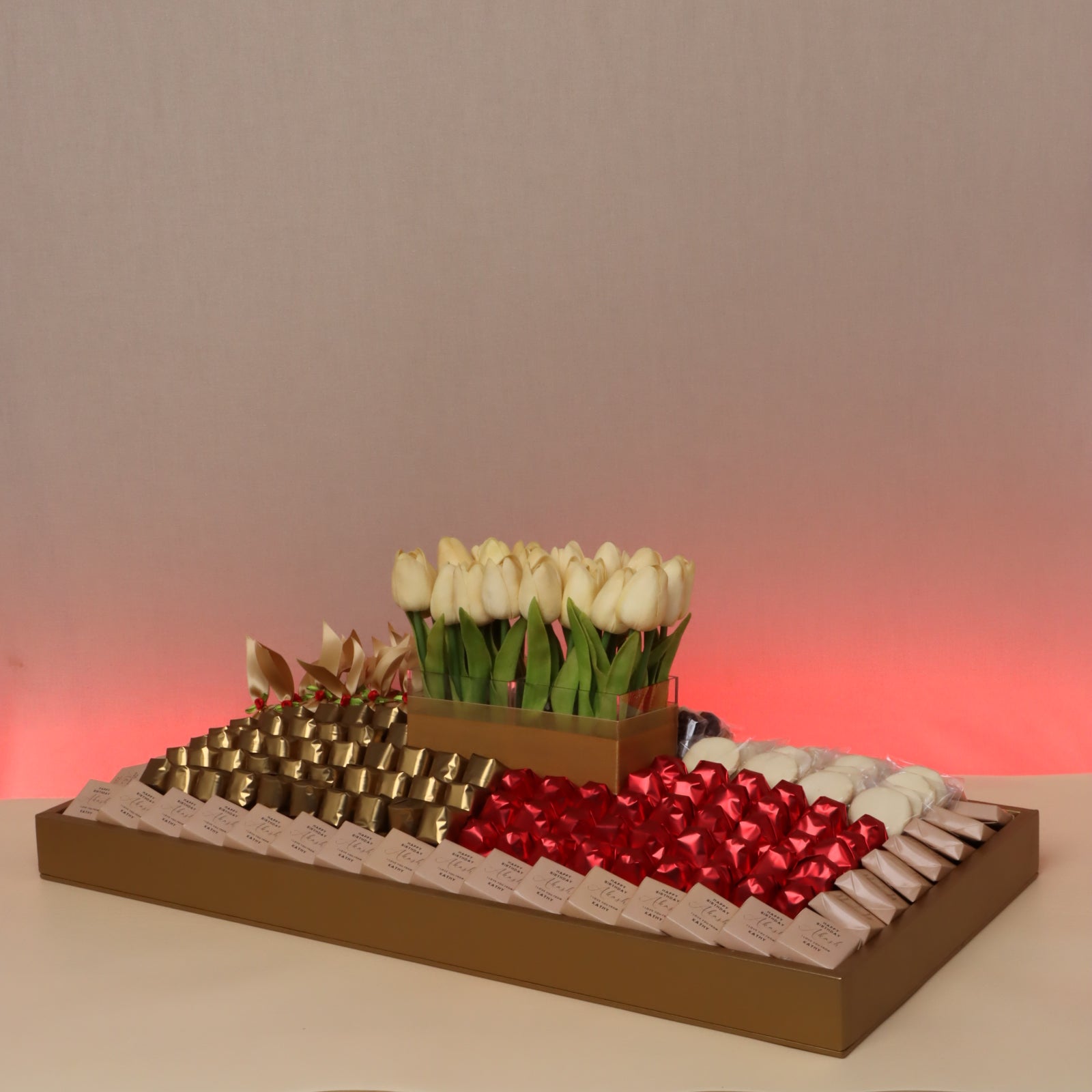 Happy Birthday customized premium chocolate large leather tray