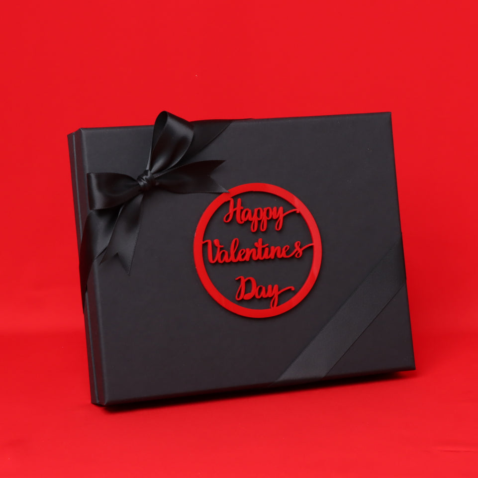 Happy valentine designed chocolate 20-piece hard box black