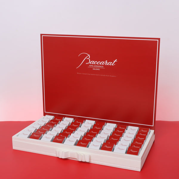 Corporate customized premium chocolate medium tray with acrylic customized backdrop