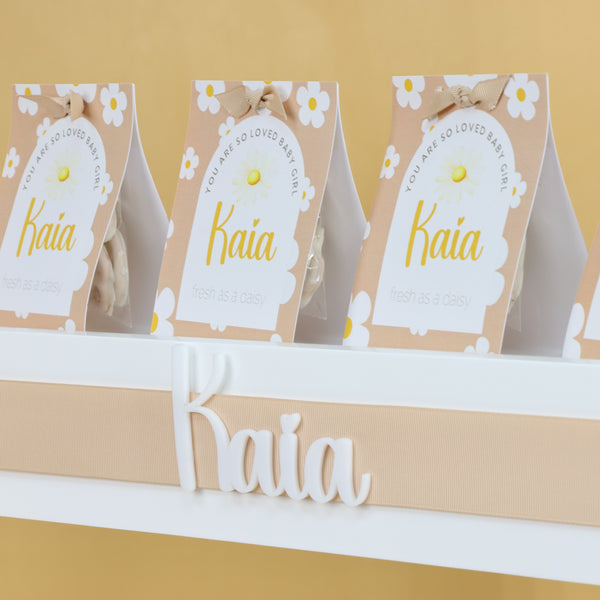 Baby girl flower theme chocolate arrangement 2 tier stand