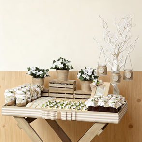 Baby rustic theme chocolate wood stand